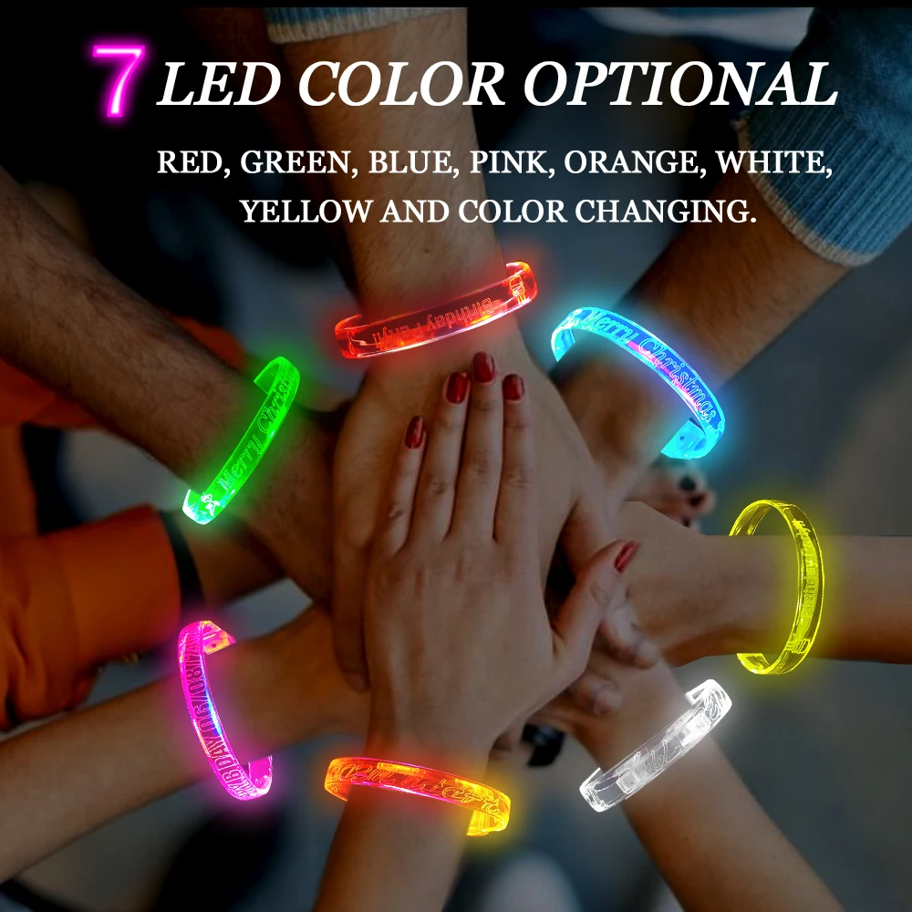 LED Light Up Sound Activated Bracelet Music Rhythmic Audio Glow Wristband Luminous Glitter Bracelet With Laser Engraved Logo