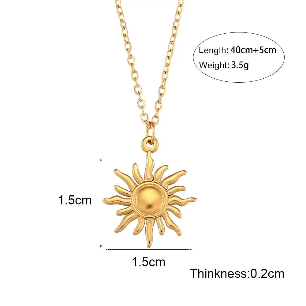 Hot selling Women Jewelry 18k Gold Pated Necklace Stainless Steel Charm Chain Sun Flower Heart Round Pendant Necklaces For Women
