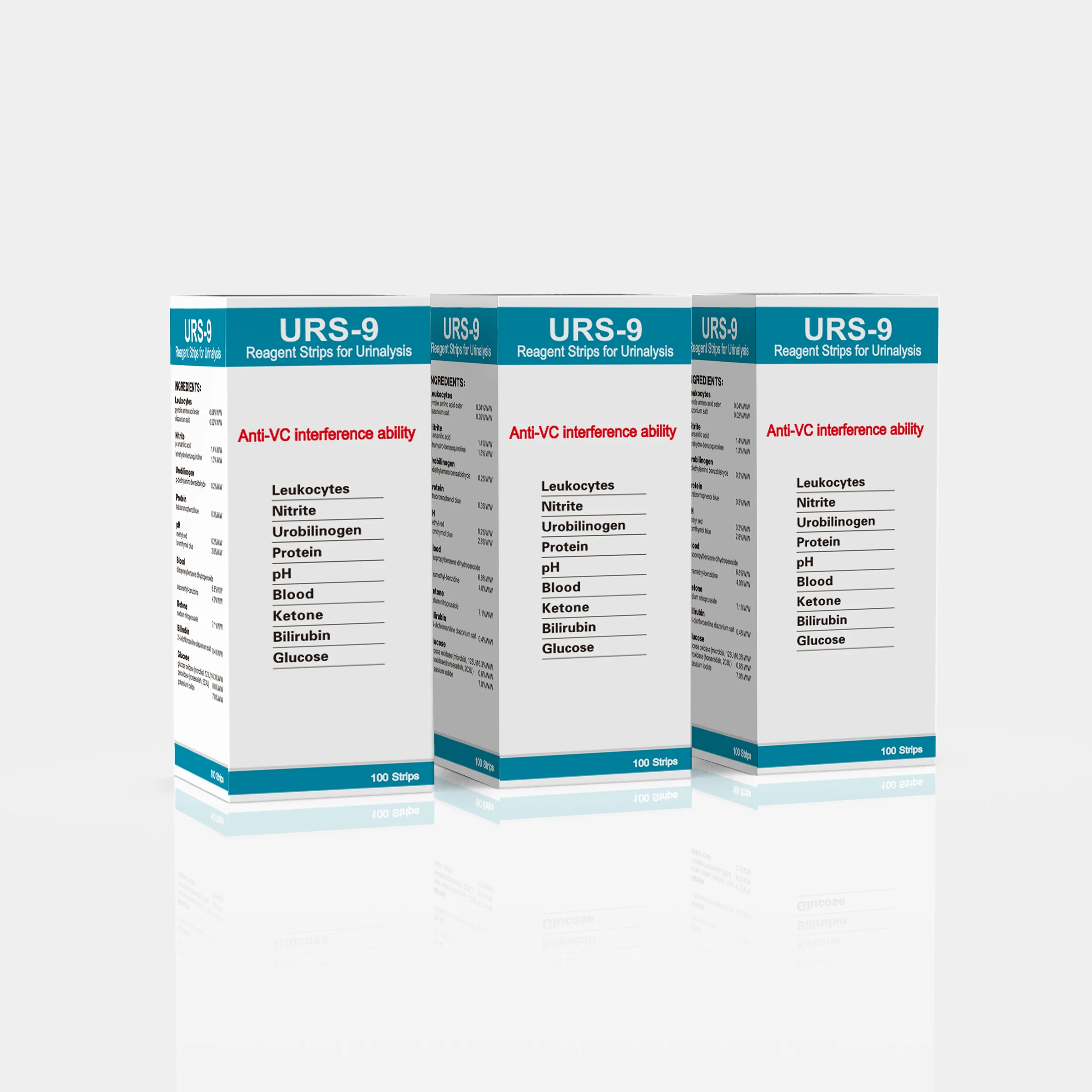 URS 9-in-1 Urine Test Strips 9 Parameters Testing UTI, Protein/Leukocytes/Nitrite/pH, 100 CT