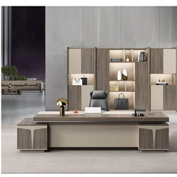 LANRAN 50mm Panel Wooden L-shape CEO Office Executive Desk High-end with Side Cabinet