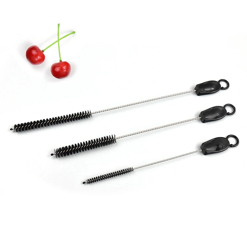 Stainless steel straw cleaner with handle test tube milk bottle water cup general spiral guide nylon cleaning  brush