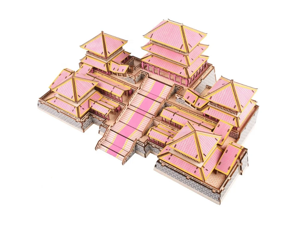 New Big Size DIY  Block Tiananmen Tower Building Wooden 3 D Puzzle Toy Siheyuan Educational Puzzle Customized Adult Kids toy