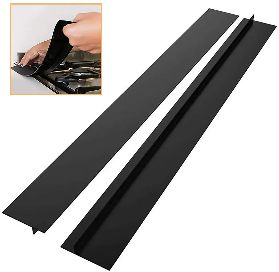 Wholesale Price High Temperature Resistant Black/White/Grey/Clear Silicone Stove Counter Gap Cover for Kitchen