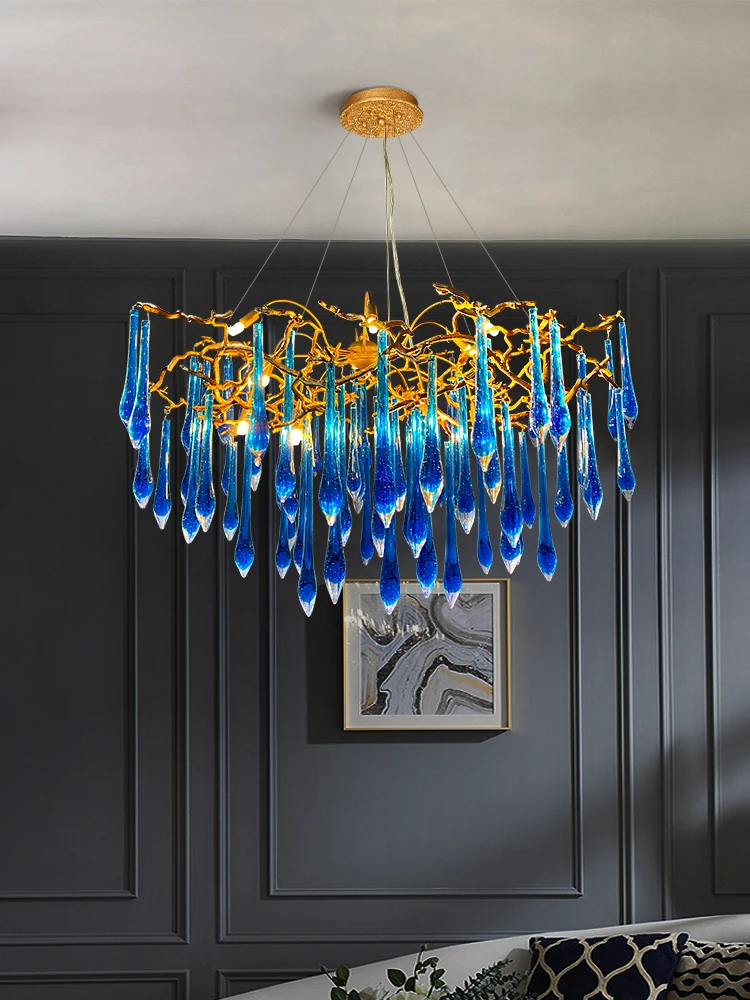 Unique Design Customize Decorative Lamp Colored Hand Blown Modern K9 Crystal Chandelier Lighting for Stairs