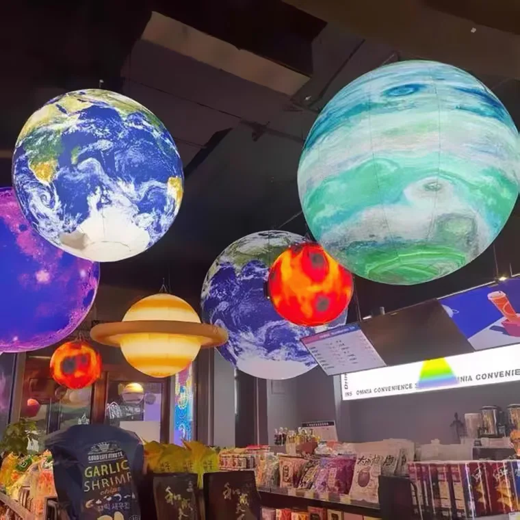 Giant levitation inflatable planet with LED light Giant inflatable planet for decoration large led inflatable hanging planets