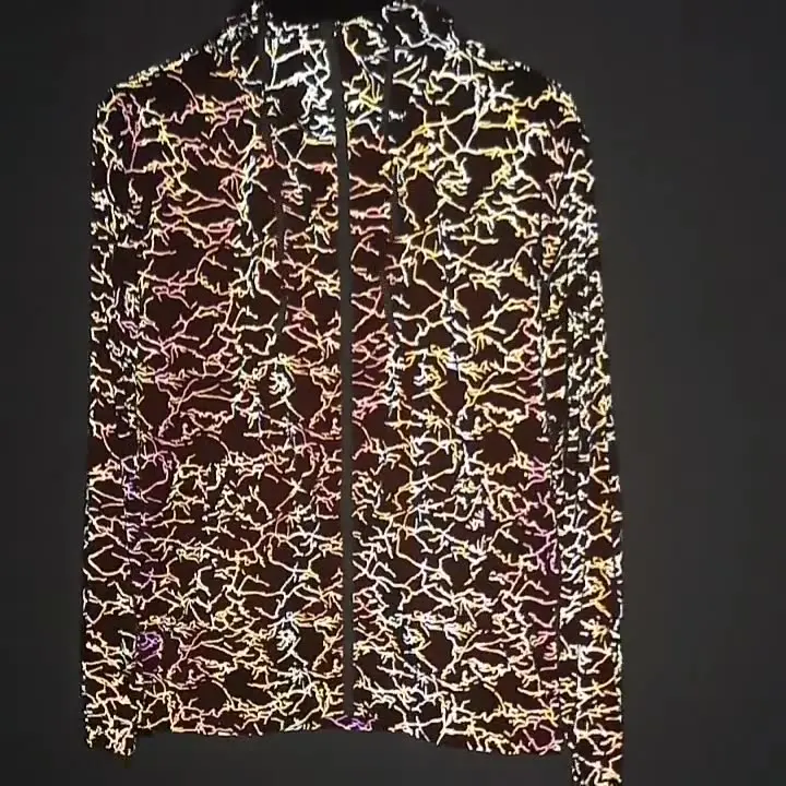 Best Sell Reflective Shiny Jacket Spring Men 100% Polyester Rainbow Color Jacket Neon Colour Casual Jacket