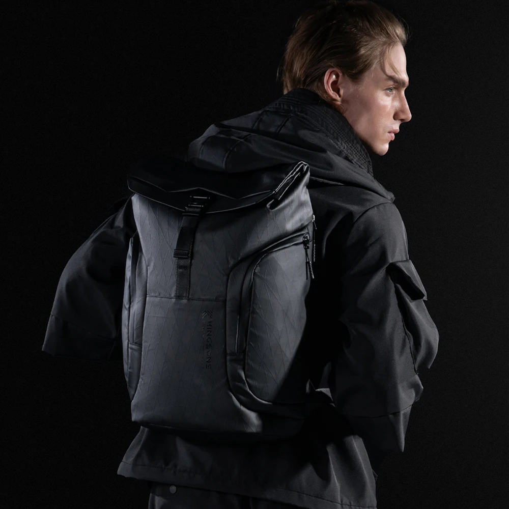 Kingsons waterproof outdoor backpack for traveling Cyber Punk style shinny laptop backpack for men leisure rucksack for riding