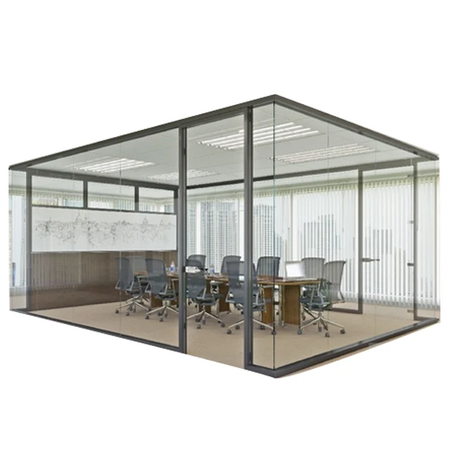High quality Soundproof coworking space Double Glazed Glass room Partition wall system cheap office wall partitions