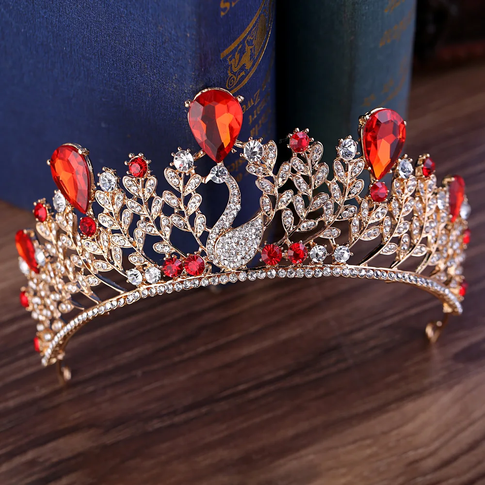 Fashion Fine multi color Rhinestone Swan Bridal Crown Headpieces for Woman Girls Wedding Dress Accessories Tiara