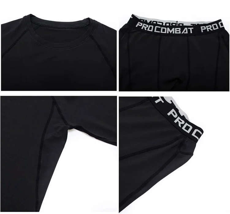Wholesale Men Compression Clothing Tights Pants Suits Long Sleeves Fitness Sports Suit Men 3 Piece Training Active Gym Wear Set