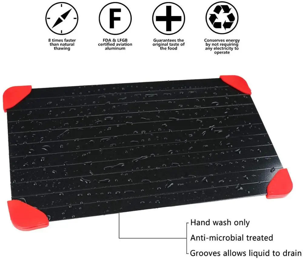 Fast Defrosting Tray Aluminum Thawing with Silicone Meat Rapid