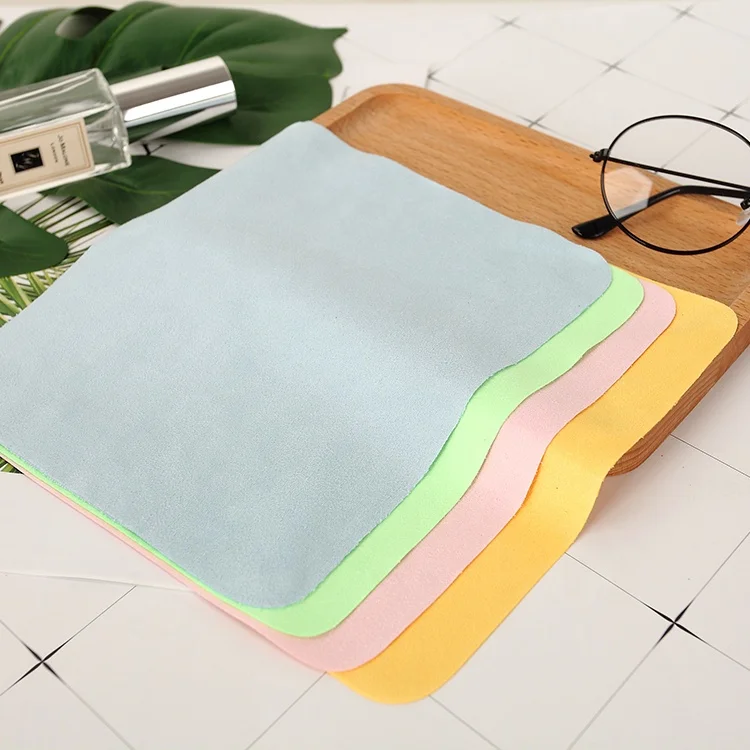 Cute  microfiber suede wiping cloth with multi-color image printed for optical shop