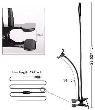 Adjustable Mobile Phone Holder Selfie Light Ring Flexible LED Ring Light With Long Arm Cellphone Clip Holder LED Ring Light Inch