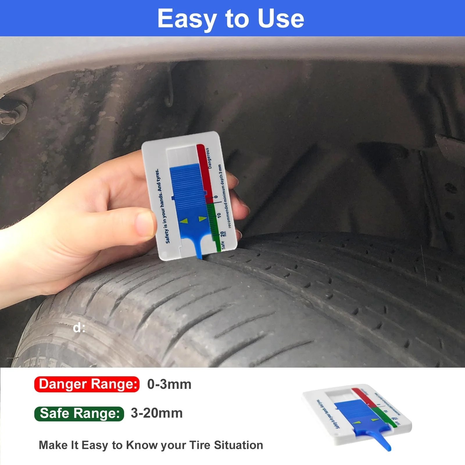 Mini 20mm Plastic Tire Tread Depth Gauge for Promotion
