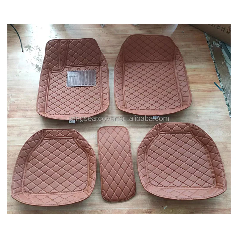 WING Sure-Fit car floor liners universal for 5-Seat Car 1st & 2nd Row leather Floor Mat Set Molded
