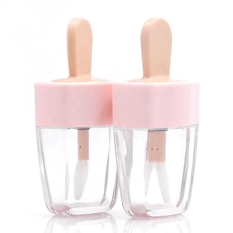 Cute 5ml Ice Cream Lip Gloss Tube for Kids Cosmetic Lipstick Personal Care Plastic Tubes Labeling Screw Vasos De Tubo Plastico