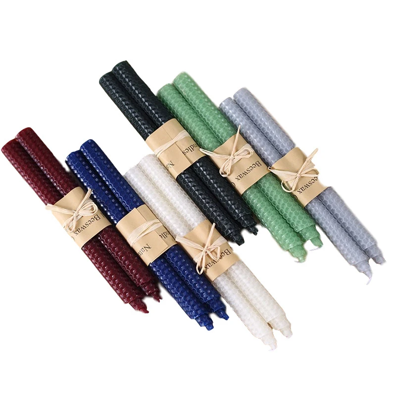 OEM Factory Classical Sticks Beeswax Candles Variety Color Candles Pair Taper Candles Gift for Family and Friends