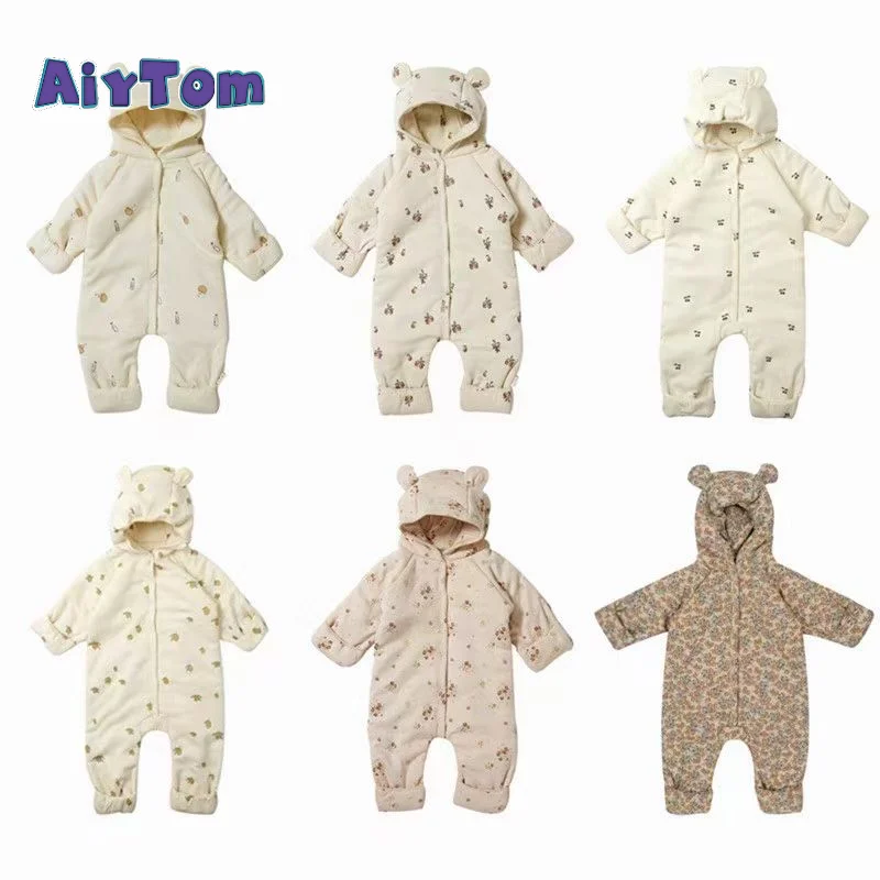 Wholesale New Design Ready To Ship Cotton Soft Winter Baby Romper One  Piece Bear Design Outwear Baby Winter Rompers