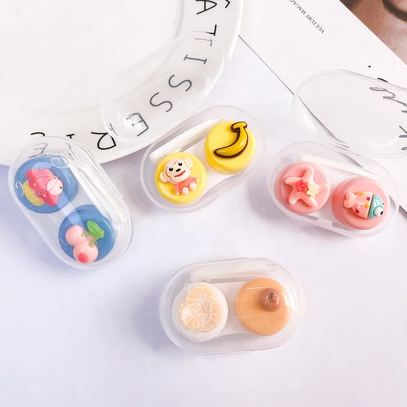 SL82096 Wholesale Travel Portable Contact Lens Box Kit Plastic Cute Style cartoon Contact Lenses Box