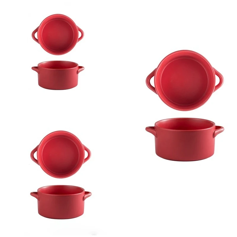 two-ears ceramic soup pot INS home creative soup bowl noodle bowl hotel tableware soup & stock pots Three-piece suit