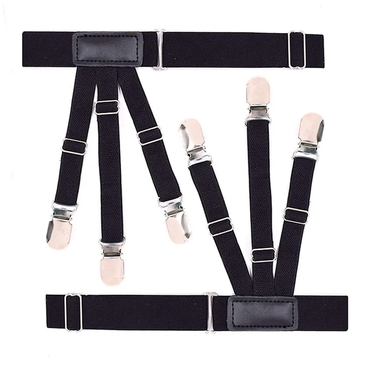 Mens Shirt Stays Shirt Holder Straps Adjustable Elastic Shirts Garters With Non-slip Locking Clamps