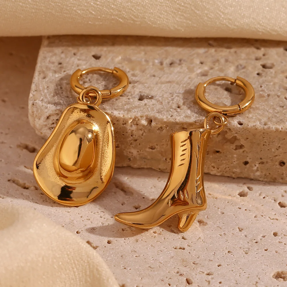 Vintage Cool Unusual Cowgirl Earrings Non Tarnish Jewelry Women Fashion Creative Funny Western Cowboy Hat Boot Earrings