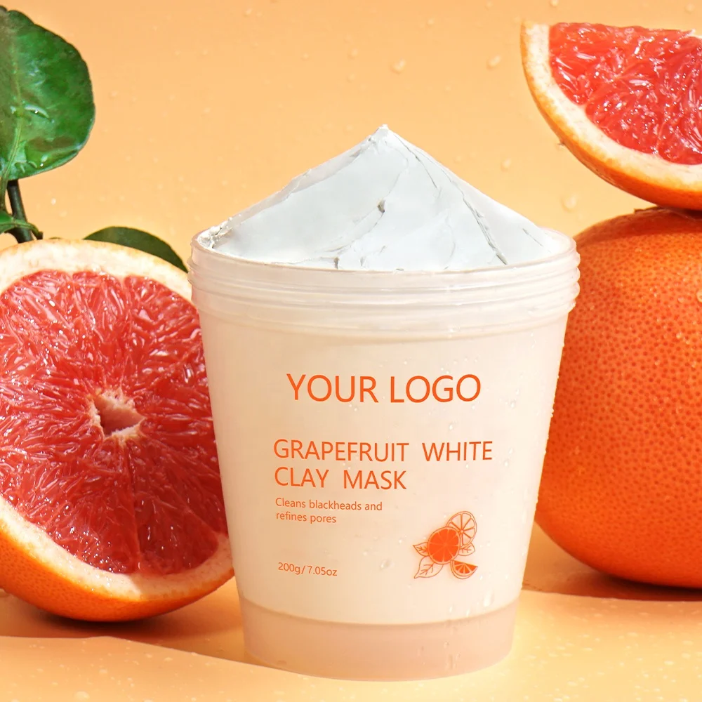 Custom Kaolin Blackhead Removal Whitening Exfoliating Vegan Cruelty Free Grapefruit Mud Clay Mask