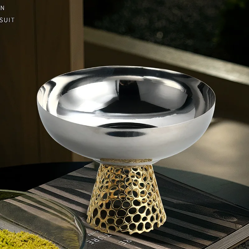 New Design Luxury Table Decoration Metal Electroplated Silver Vase Mirror Stainless Steel Fruit Plate