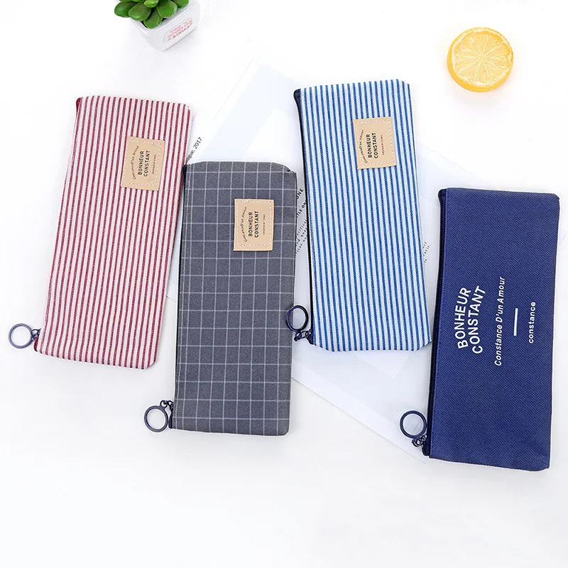 Concise Solid Pencil Case for Girls Boys Student School Pencil Bag Canvas Pencil Box Pencilcase School Supplies Stationery