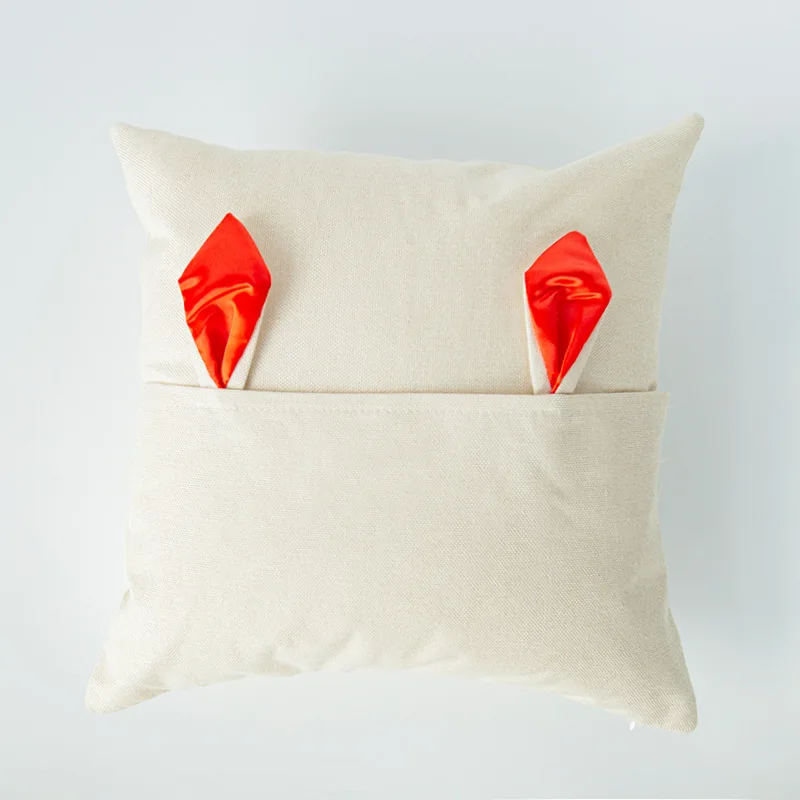 Wholesale customized design White Line Easter Sublimation Blank Printed Pillowcase with Bunny Ear