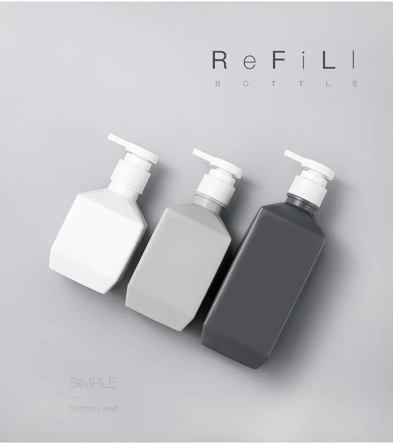 Elegant Shampoo Cosmetic Bottle Grey Plastic Binqi Foam Spray Pet Luxury Yiwu Screen Printing Factory Supplier 280ml 400ml 600ml