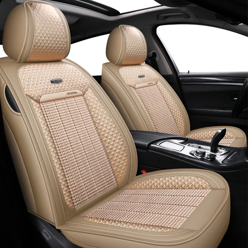 Instocked Luxury Design Polyester Leather Car Seat Cover Full Set Universal