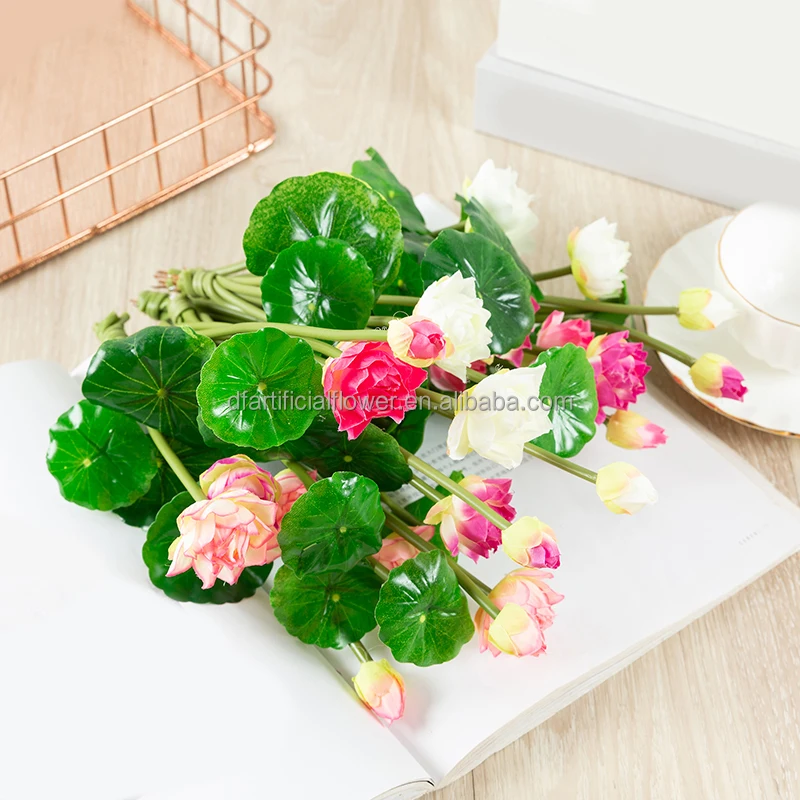Wholesale Faux Silk Water Lily Flowers Latex Real Touch Flower Wedding Table Flower Centerpieces Artificial Lotus