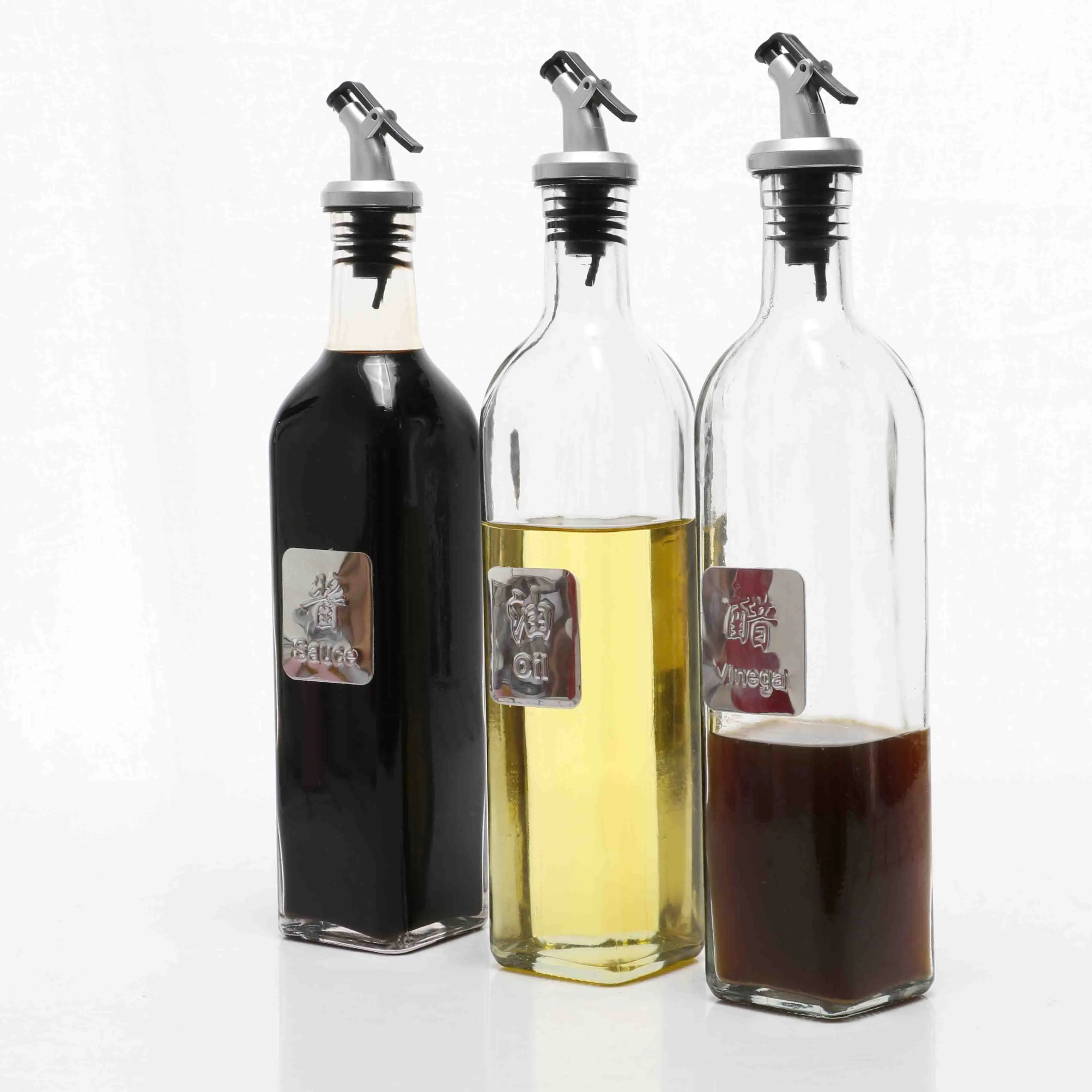 
DAILY 500ML Square Glass olive oil bottle Vinegar Sauce Bottle for oiler cruet condiment packing 