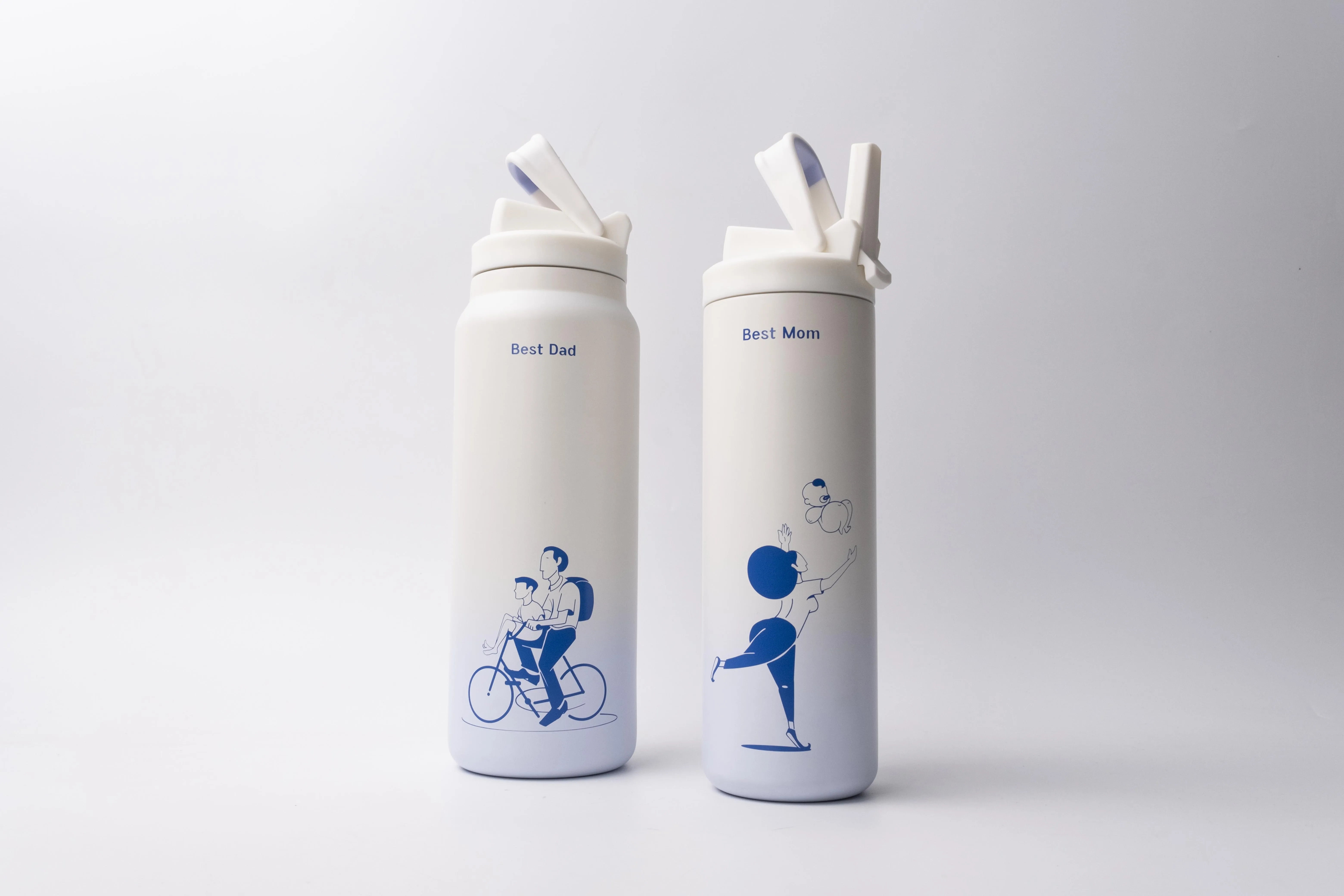 Luxury Family Parent Offspring Gift Set Stainless Steel Vacuum Flask Thermos With Straw Lid Applicable To Dishwashers