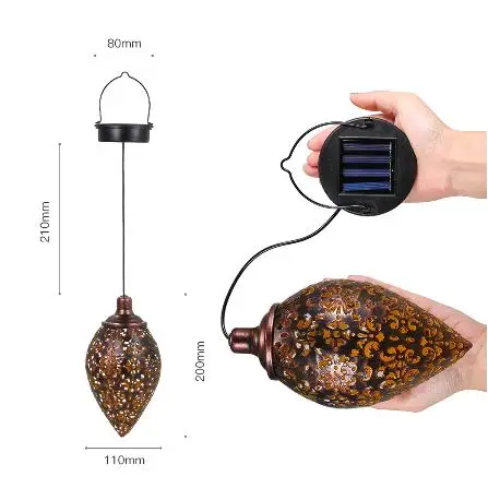 
Hollow Metal hanging lantern lamp decorative lighting led solar powered garden outdoor lights 