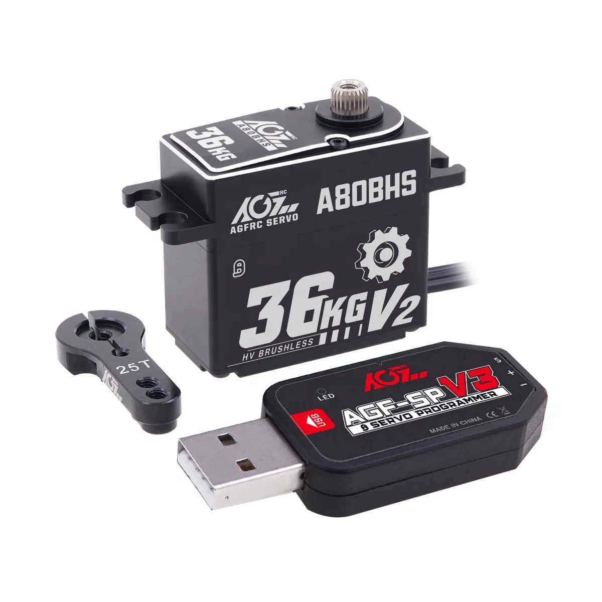AGFRC A80BHS V2 80 г высокий крутящий момент 36 кг 0 07 сек металлическая Шестерня HV CNC программируемый бесщеточный двигатель Стандартный цифровой сервопривод для автомобиля RC