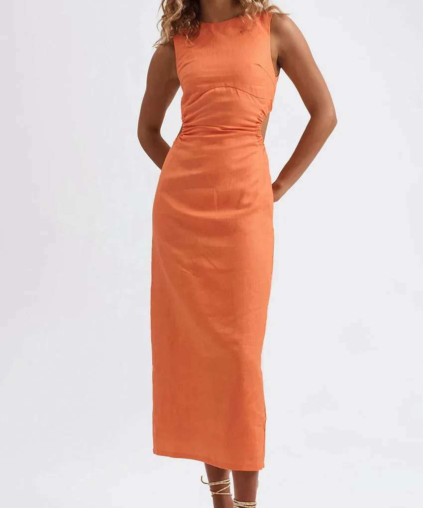 Custom Orange Sleeveless Dress