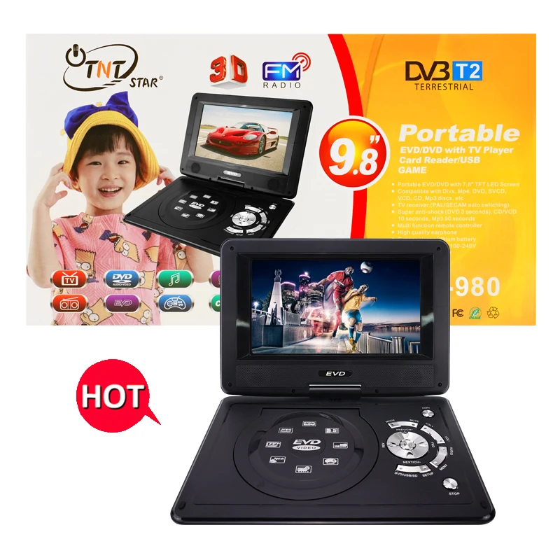 TNTSTAR TNT-980 Portable DVD Player Versatile video EVD player wholesale with screen