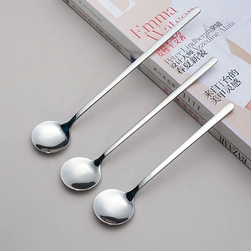 Early Riser 6.7 inch Coffee Spoon Stirring Long Handle for Stirring Dinnerware Gold and Silver Espresso Spoon Stainless Steel