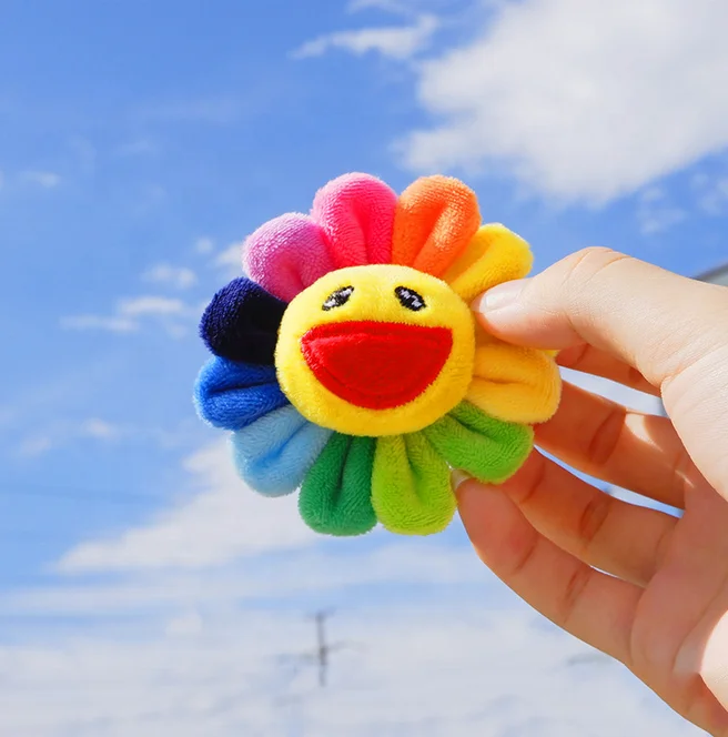 wholesale cheap New arrival keychain toy lovely colorful soft sunflower plush toy