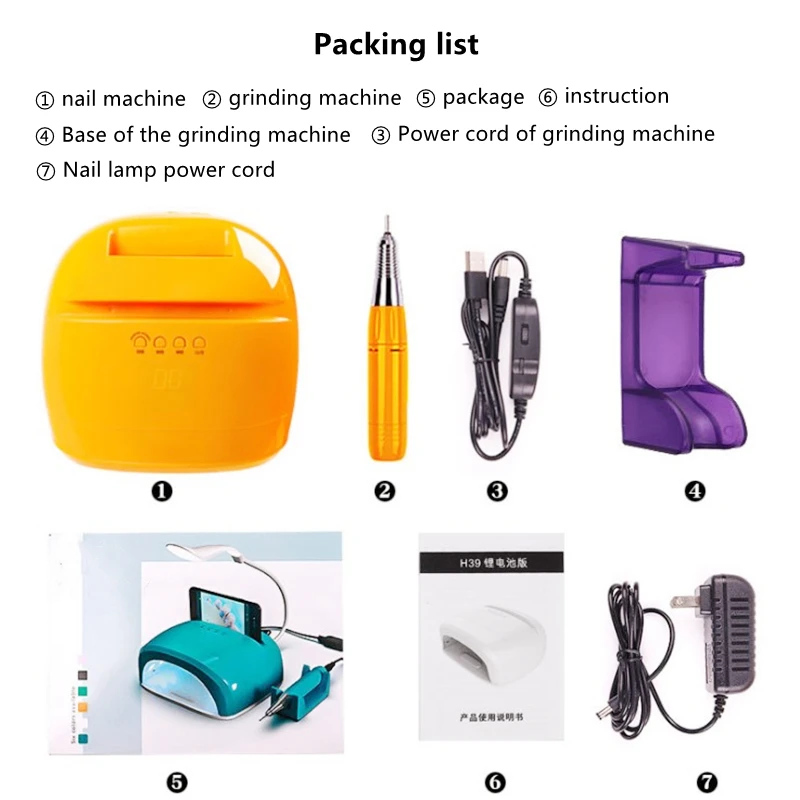 High quality 72W Fast Drying nail dryer set EU US plug multi-function mobile phone stand nail lamp nail drill machine 18000 rpm