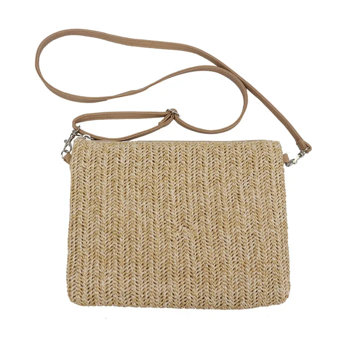 Customized natural material handbag PP woven shoulder bag wallet factory holiday tourism beach bag