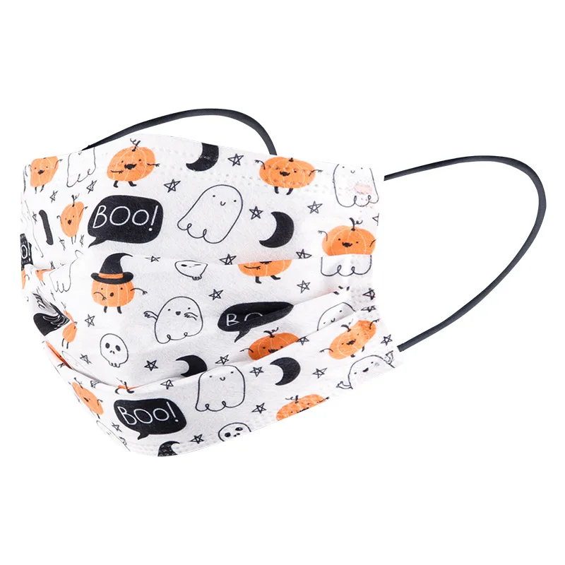 Custom logo adult halloween party mask spunlace non-woven 3ply facemask facial mouth muffle maskss face printed