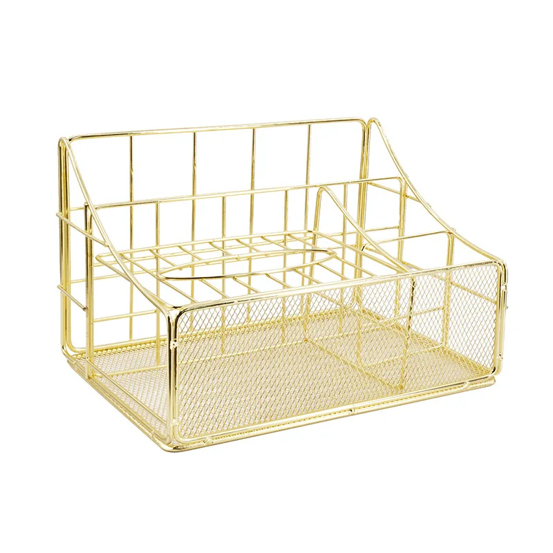 Nordic style metal wrought iron multifunctional living room office desktop tissue storage box cosmetic storage rack