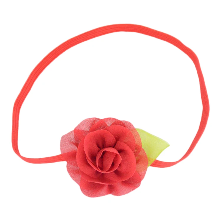 6cm Green Leaf Chiffon Flower Elastic Headband For 0-6 Years Old Baby Baby Hair Accessories Kids Headdress