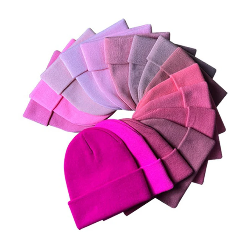 Basic Budget-Friendly Simple Solid Color Unisex Custom Embroidery Logo Adults Classic Plain Acrylic Beanie Hat