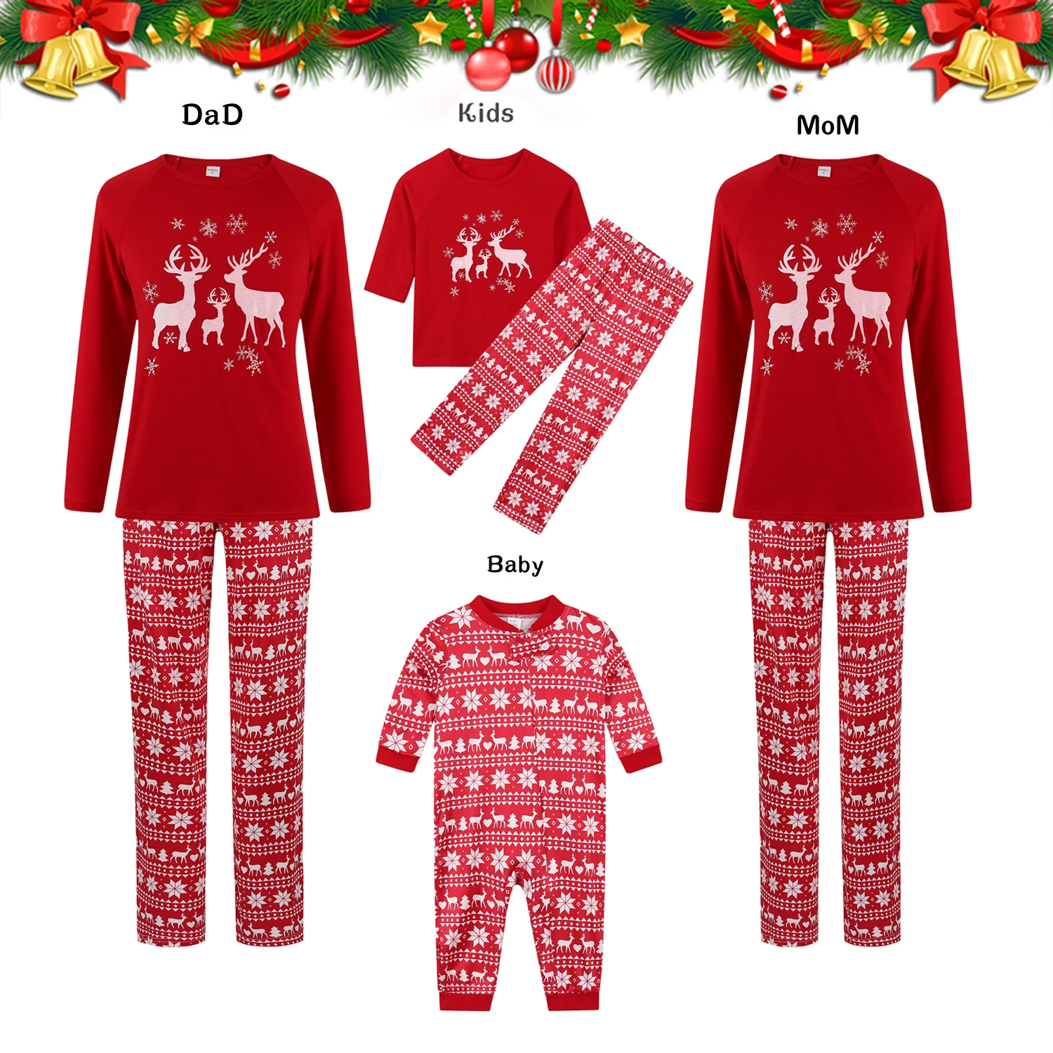 
 Family pijamas Christmas Pajamas Family Matching Nightwear Suit pyjamas Elk Printed Parent-child Home Sets Sleepwear  