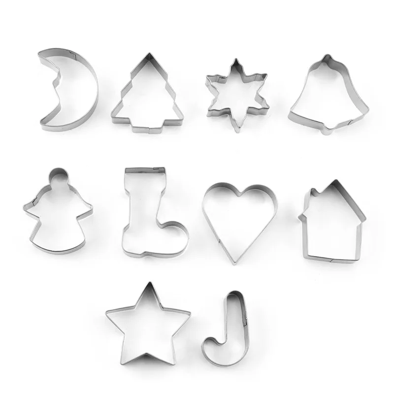 Stainless Steel Cookie Cutters Set Snowflake Bell Christmas Tree Baking Biscuit Mold Cutters For Home Kitchen Baking