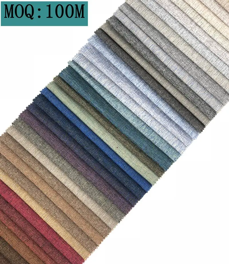 Yarn dyed hot sale glue backing factory directly sale   type polyester  Linen style sofa fabric